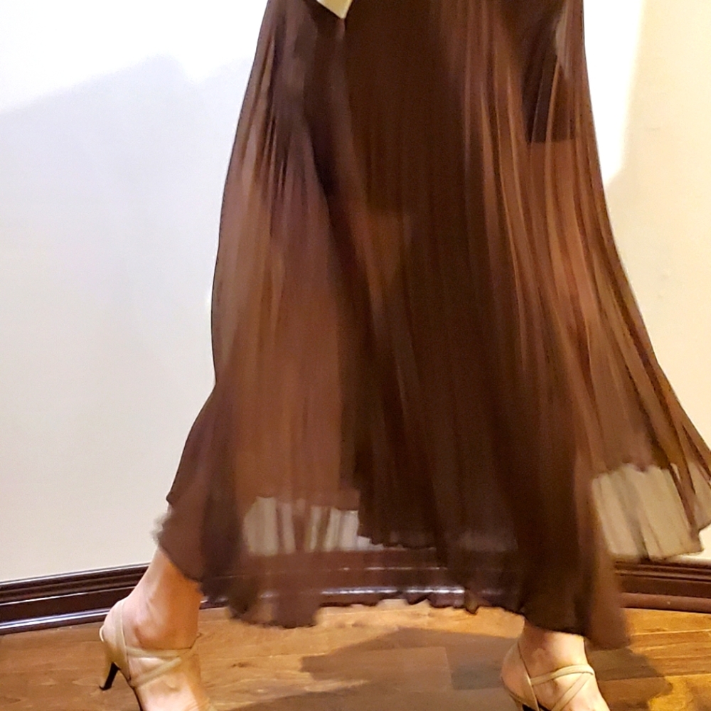 ZARA PLEATED PALAZZO PANTS, BROWN CZ- M